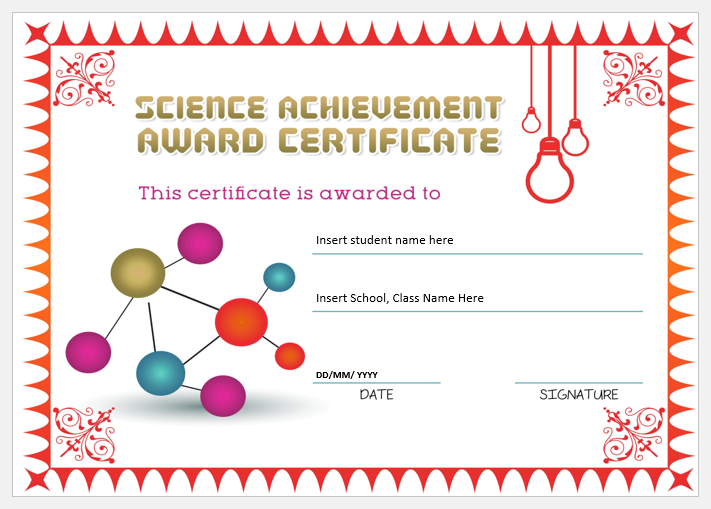 Science Achievement Award Certificates Professional Certificate Templates