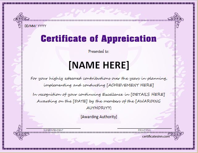 Certificate of Appreciation