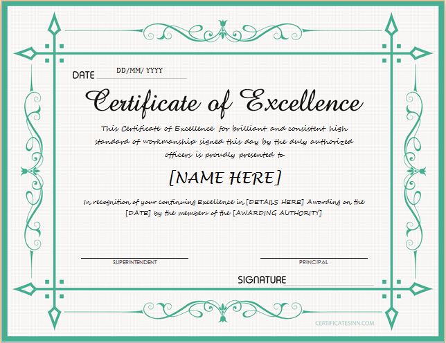 Certificate of Excellence