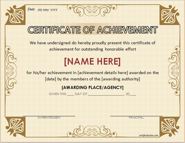 Certificate of achievement