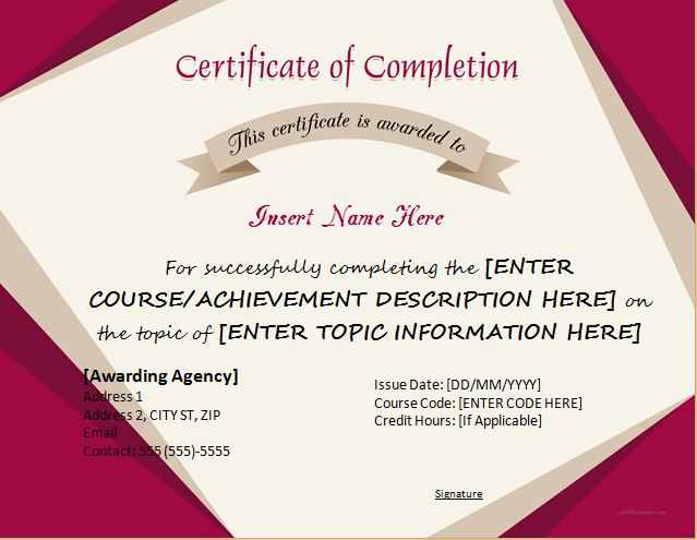 Certificate of Completion