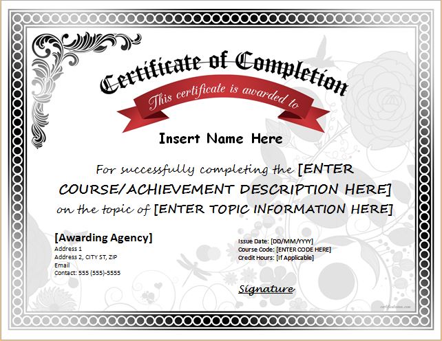 Certificate of Completion