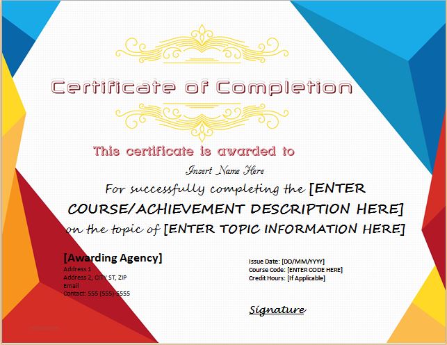 Certificate of Completion