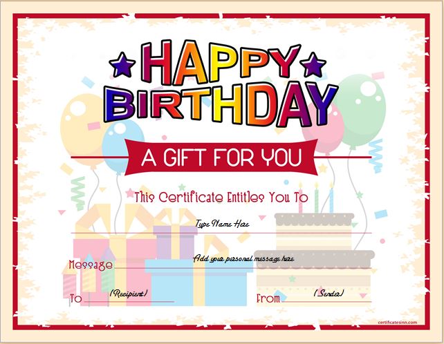 birthday gift certificate template for word