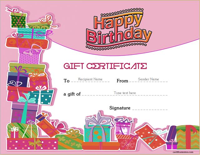 Birthday Gift Certificate