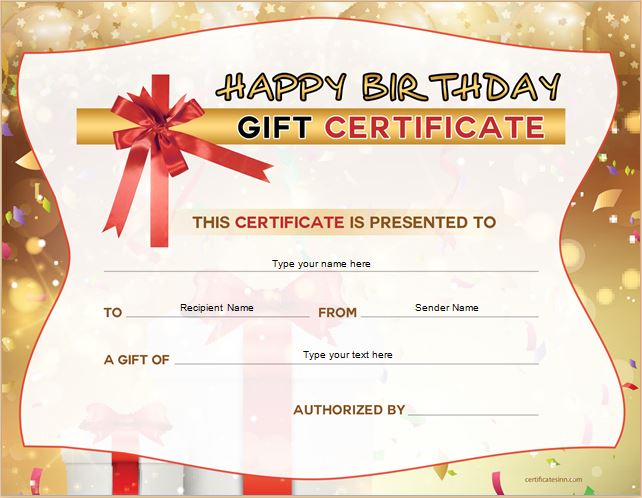 Birthday Gift Certificate Template