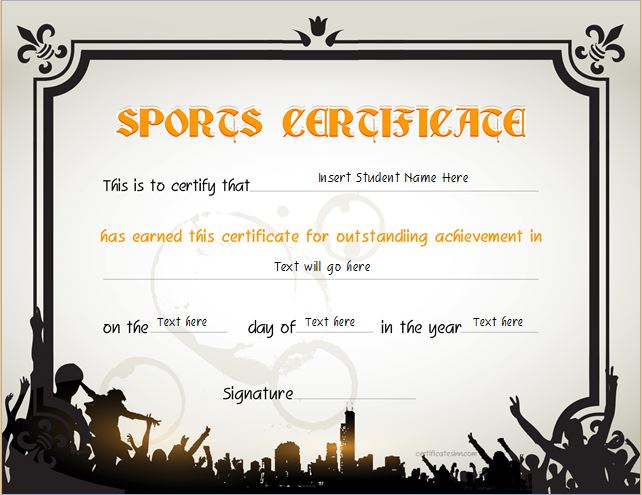 Certificate for Sports Achievement