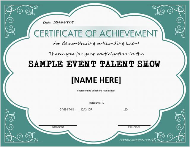 Talent Show Certificate Template