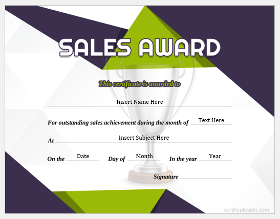 Best Sales Award Certificate Templates for Word Professional