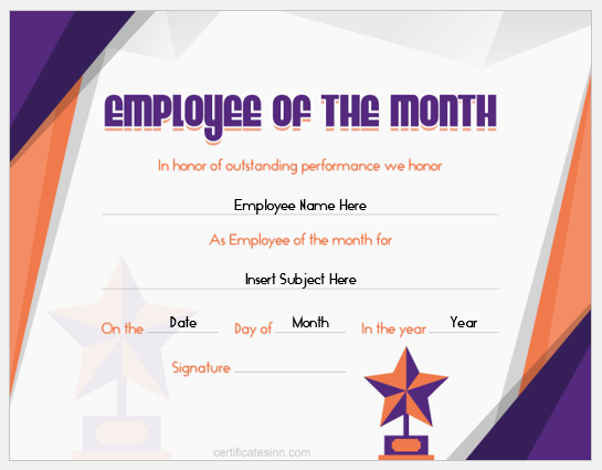 employee of the month certificate template word