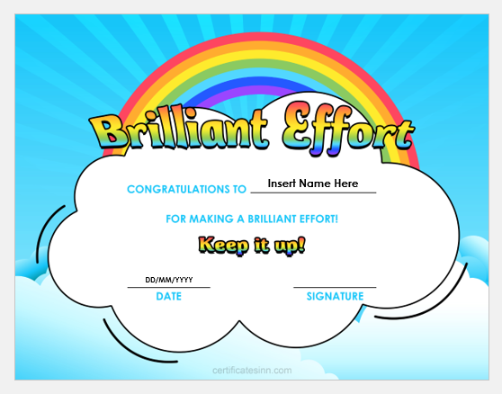 Brilliant Effort Certificate Templates Professional Certificate Templates