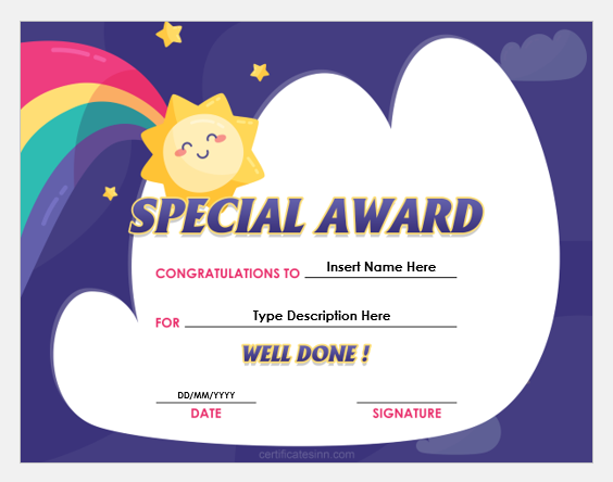 sample award certificate template