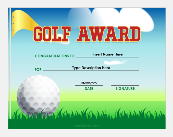 Golf Award Certificate Templates For Word Edit And Print