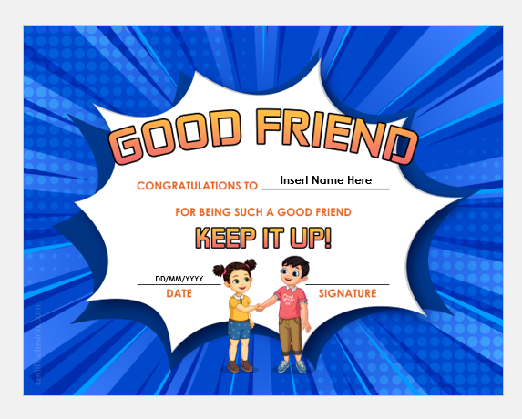 Good Friend Certificate Template