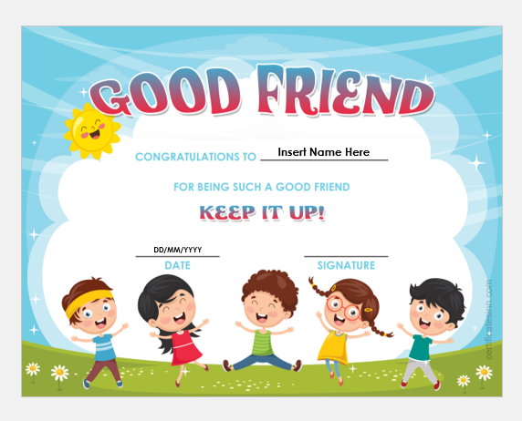 Good Friend Certificate Template