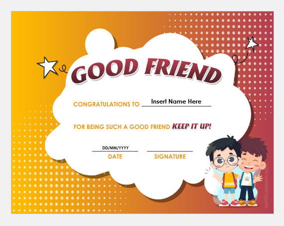 Good Friend Certificate Template