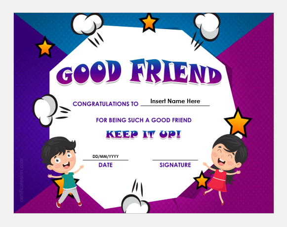 Good Friend Certificate Template