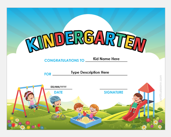 Kindergarten certificate template