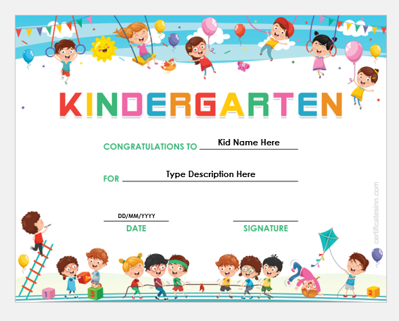 Downloadable Free Printable Kindergarten Certificate Templates