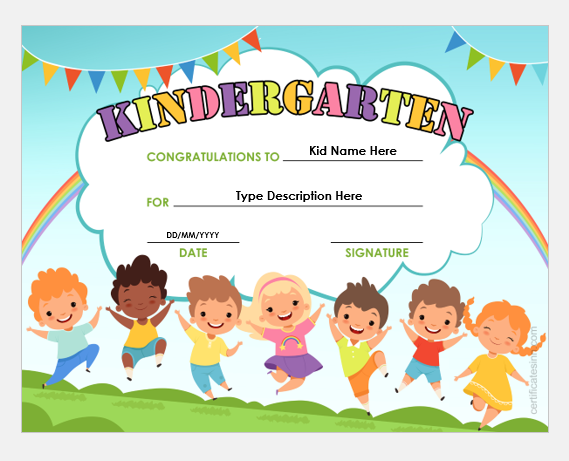 Kindergarten certificate template