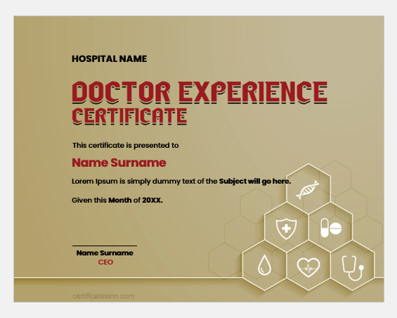 Doctor experience certificate template