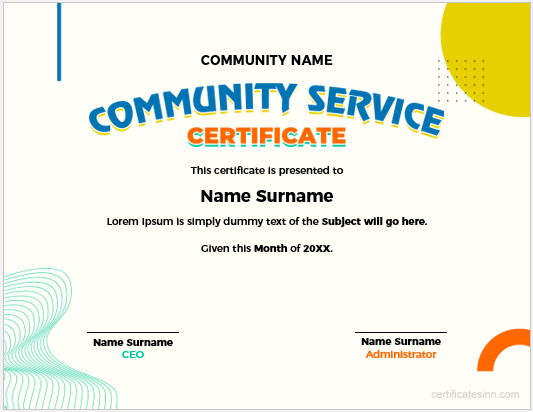 certificate of service template