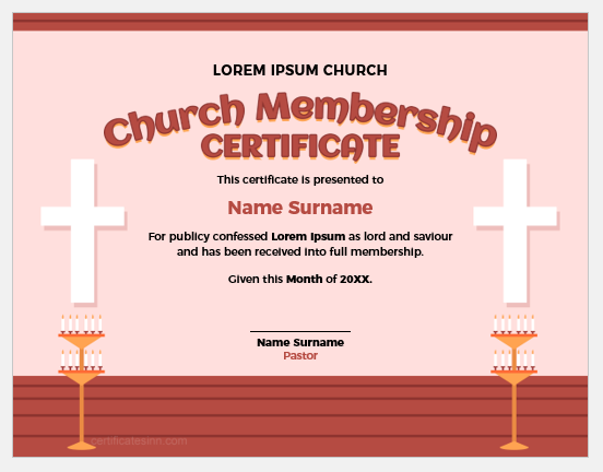 Church membership certificate