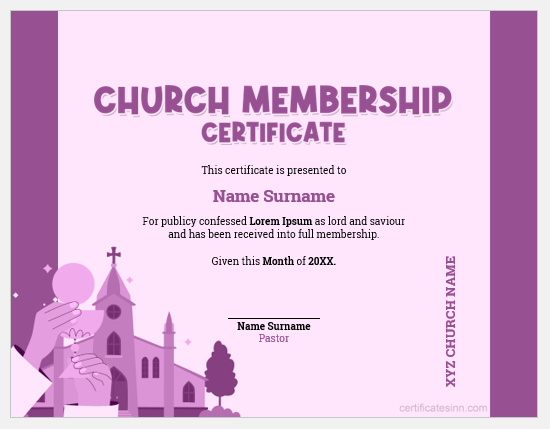 Church membership certificate