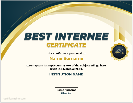 Best internee employee certificate