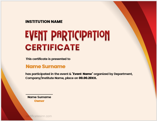 Event participation certificate