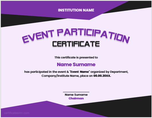 Event participation certificate