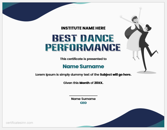 Best dance performance certificate