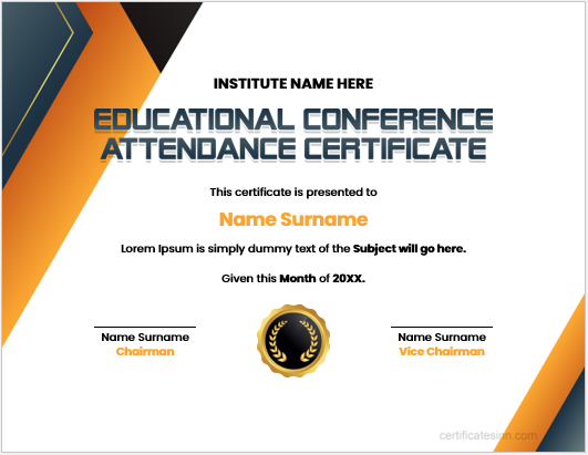 Educational Conference Attendance Certificate