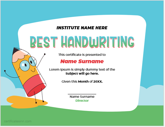 Best handwriting certificate template