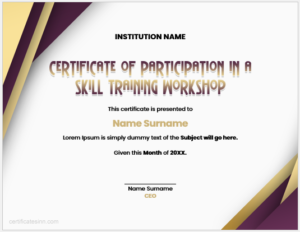 Certificate of Participation in Training Workshop