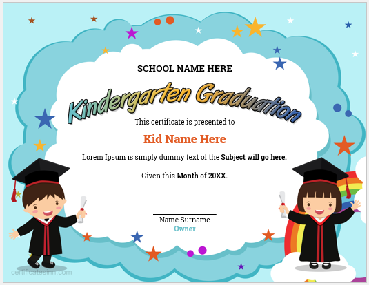 Kindergarten graduation certificate