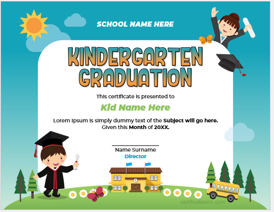 Kindergarten graduation certificate