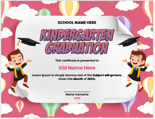 Kindergarten graduation certificate