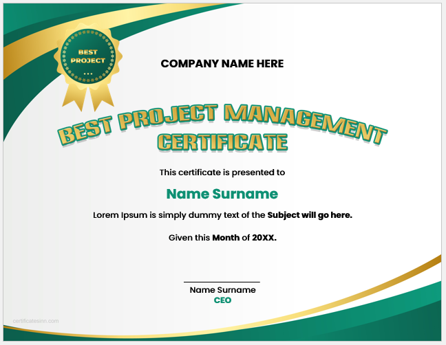 Best project management certificate template