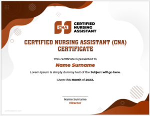 Certified nursing assistant certificate