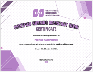 Certified nursing assistant certificate