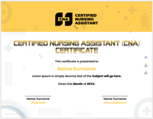 Certified nursing assistant certificate