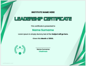 Leadership Certificate Template for Word