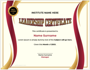 Leadership Certificate Template for Word