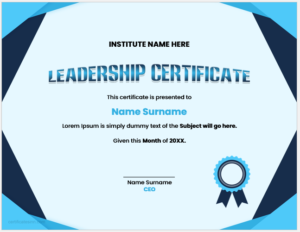 Leadership Certificate Template for Word