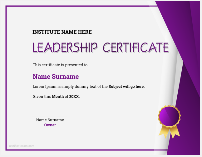 Leadership Certificate Template for Word
