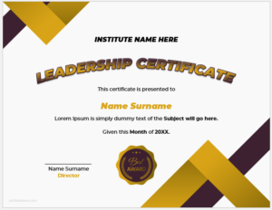 Leadership Certificate Template for Word