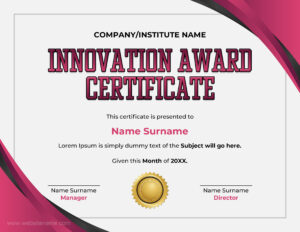 Innovation Award Certificate Template