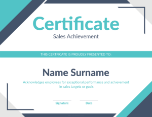 Sales Achievement Award Certificate Template