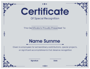 Special Recognition Certificate Template